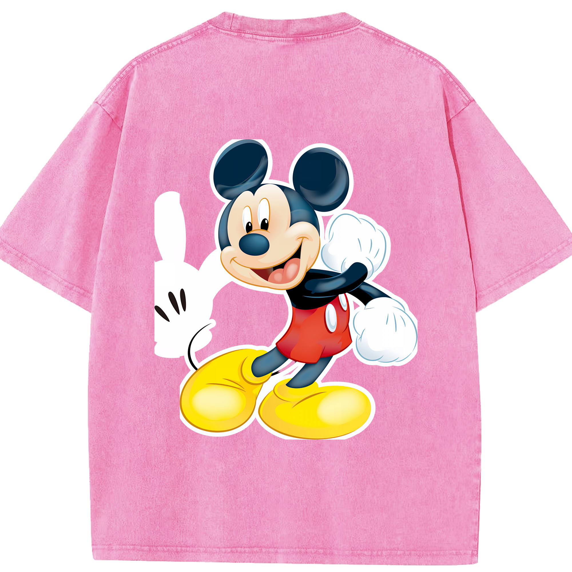 （画像用） ミッキーマウス Mickey Mouse 綿100% ヴィンテージ風 半袖Tシャツ（背面プリント）